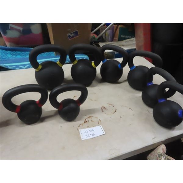 Assorted Kettle Weights; (2) 20kg, 16kg, 10k, 6kg