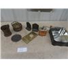 Image 1 : Brass Mail Box Door, Bookends, Pepper Mill, Hammered Copper Mug + Pot