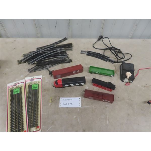 Small Assorted "HO" Trains + Train Track with Transformer