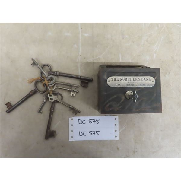 Northern Bank 1905 with Key + 8 Skeleton Keys
