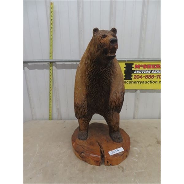 Nice Carved Wooden Bear Statue 27" Tall