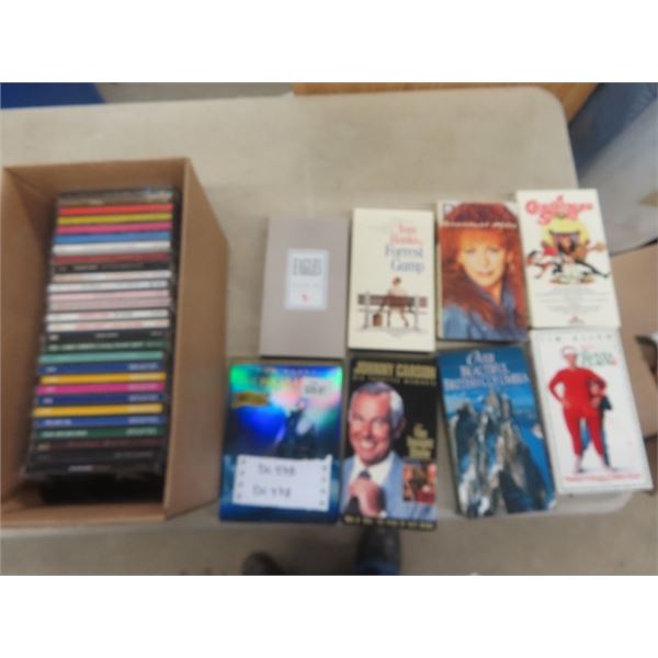 28 CDs , 1 DVD, 7 VHS Movies