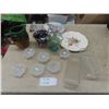 Image 1 : 2 Refrigerator Jars, 2 Plates, Majolica Jug, 2 Candy Dishes, 6 Cups