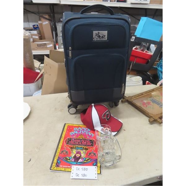 Randy Bachman Every Song Tells a Story Book, Chariot Rolling Suitcase, A&W Mug, Diamond Back Hat