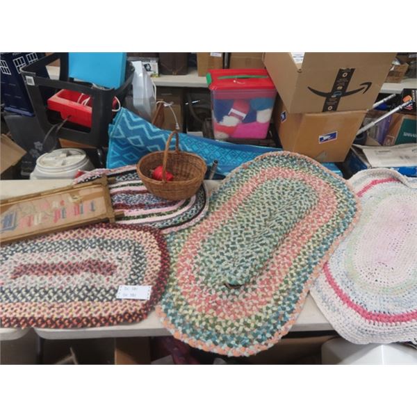 Framed German Stitching, 4 Hand Braided Rugs