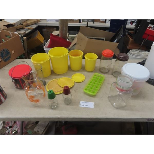 Tupperware Cannisters, Coke Santa Tins, Cannisters plus more