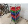 Image 2 : 10 Drawer Plastic + Metal Rolling Storage Unit 38" x 13" x 15"