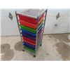 Image 4 : 10 Drawer Plastic + Metal Rolling Storage Unit 38" x 13" x 15"