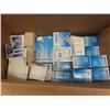Image 2 : Large Box with Medical Supplies ;  Bandaids, Gauze, Surgical Sponges, 2 Aneroid Sphygmanometers - Al