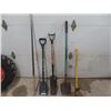 Image 1 : Lot of 5 Yard Tools ; Spades, Pick Axe, Pry Bar