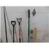Image 3 : Lot of 5 Yard Tools ; Spades, Pick Axe, Pry Bar