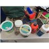 Image 2 : Table Full of Horse Grooming Products; Brushes , Ointment, Plus Riding Helmet