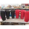 Image 1 : 6 Plastic Planters ; 3 Red 3 Black 28" Tall 15" at it Widest