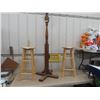 Image 1 : 2 Wooden 28" Stools + Wooden Coat Rack 60"