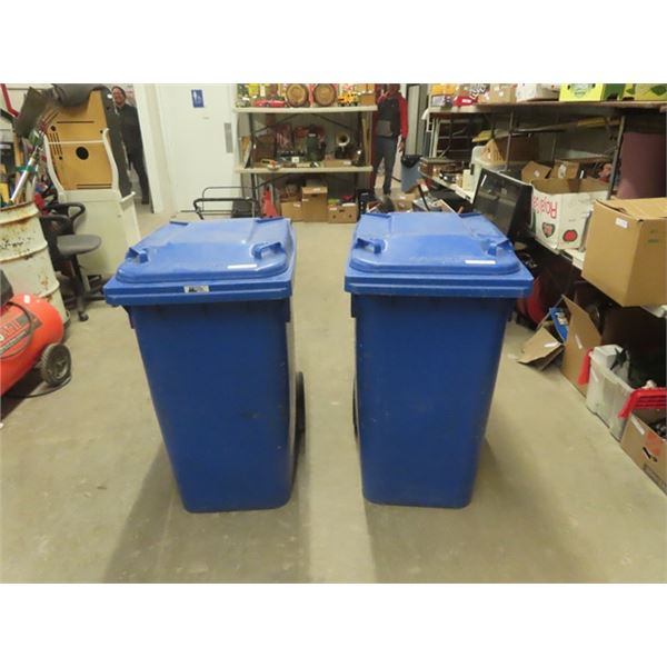 2 Rolling Garbage/Recycling Bins 23" x 33" x 42"