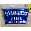 Image 1 : Glasgow + London Fire Insurance Porcelain Double Sided Flange Sign 15"×20"