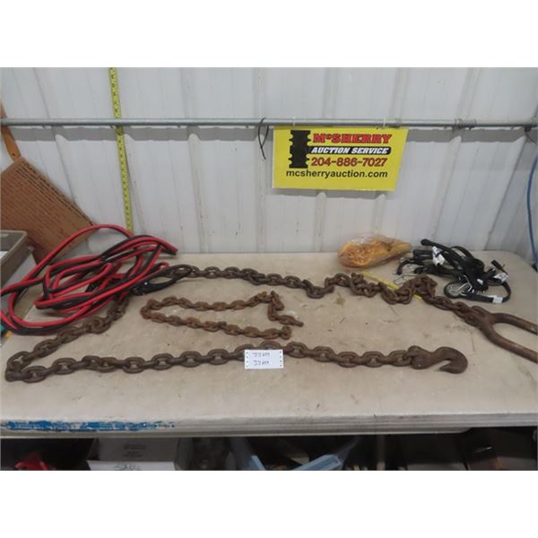 Very Heavy Duty Chain with Ring on 1 End + Hook on Other , Booster Cables, Bungee Cables