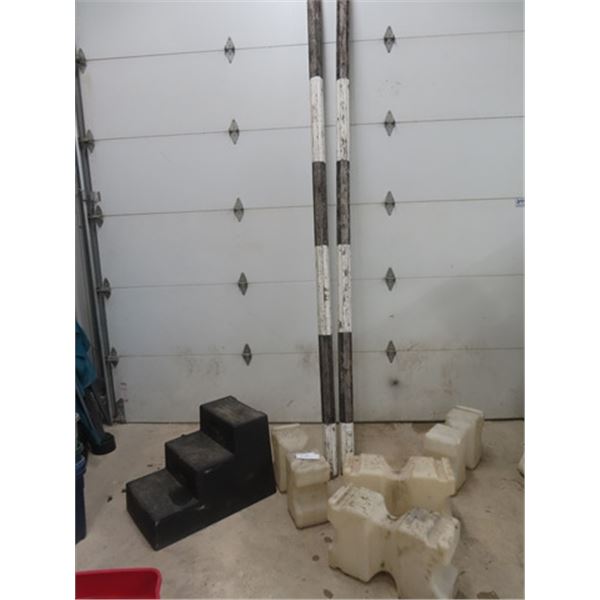 Equestrian Jumping Poles + Stands with Stairs for Mounting