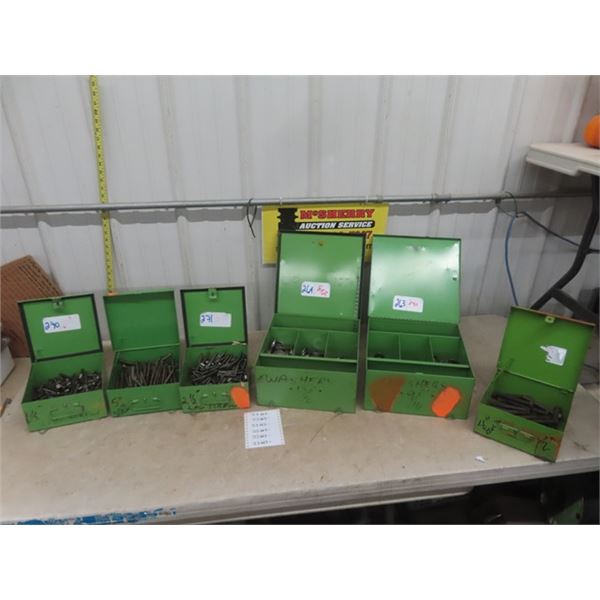 6 Heavy Duty Metal Bins with Lag Screws, Washers, Bolts