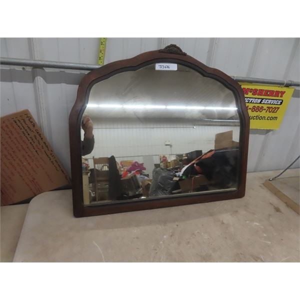 Vintage Oak Framed Mirror 25.5 x 30.5"