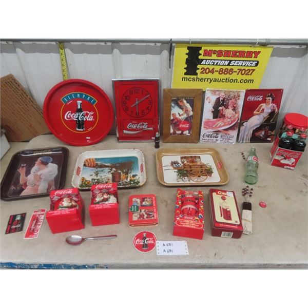 Coca-Cola Collection Starter Pack; Trays, Tin Signs, Christmas Ornaments, Clock plus more - Mix of M