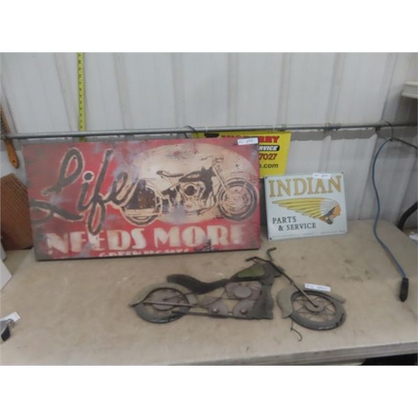 3 Motorcycle Signs + Display - Largest 20" x 40"