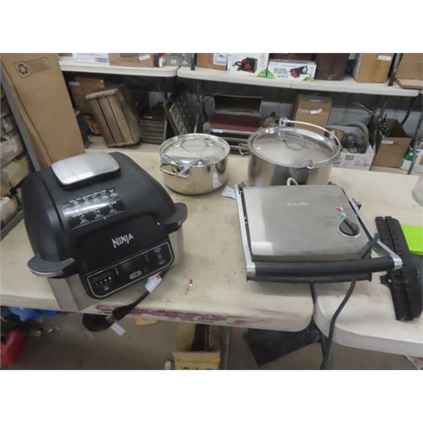 Ninja Grill , Breville Grill, 2 Stainless Steel Pots