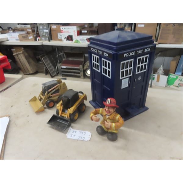 2 Die Cast John Deere Skid Steers, Doctor Who Garbage Can