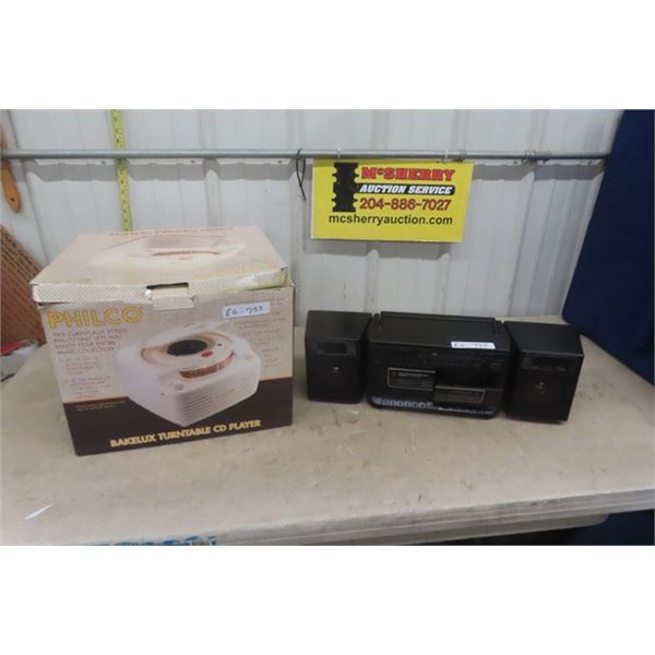 New Philco Turntable CD Player + Sanyo Radio/Cassette Player