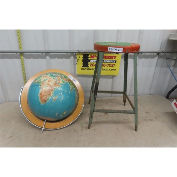 Metal Drafting Stool & Globe