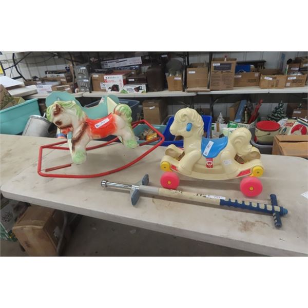Ride On Horse, Rocking Horse + Pogo Stick