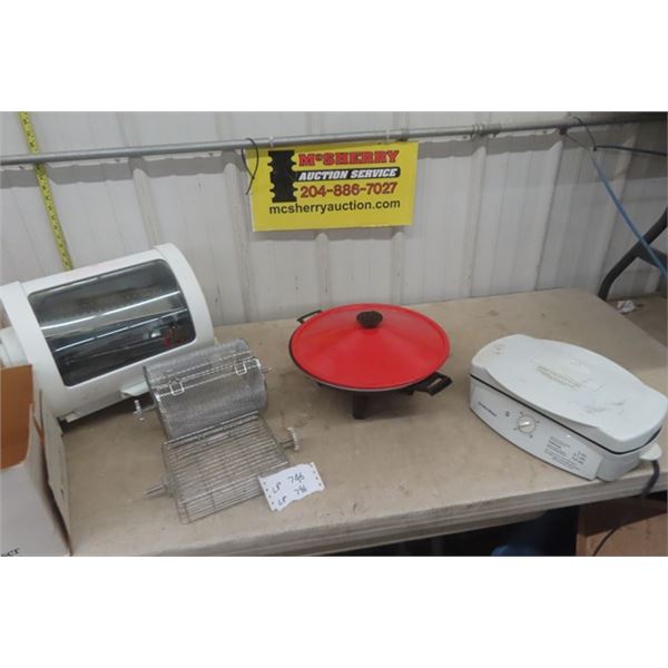 Chicken Rotisserie George JR, Electric Wok, Hamilton Beach Grill