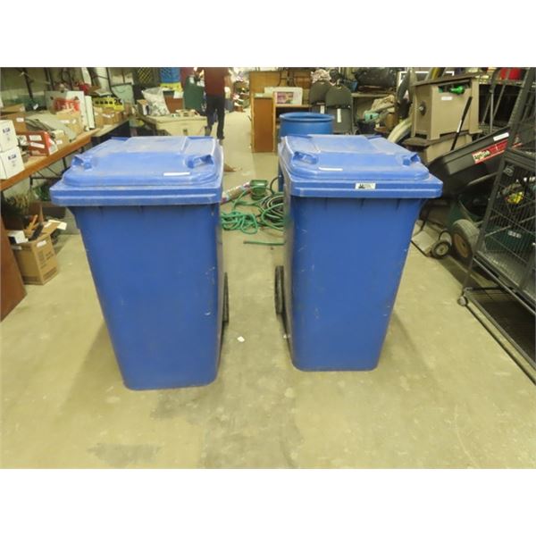 2 Rolling Garbage/Recycling Bins 23" x 33" x 42"