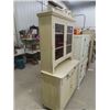 Image 2 : 2 pc Painted Step Back Kitchen Cupboard - Glass Pane has Crack 82" x 42" x 19"