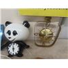 Image 2 : Lot of Vintage Working Clocks ; Dice, 2 Travel Clocks, Panda Wall Clock, Brass Wall Clock, & 2 Vinta