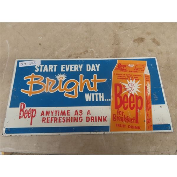 Bright Beep Fruit Drink Vintage Metal Sign 12" x 24"