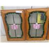 Image 2 : 4 Oak Framed Stained Glass Originally Cupboard Doors 14" x 22"