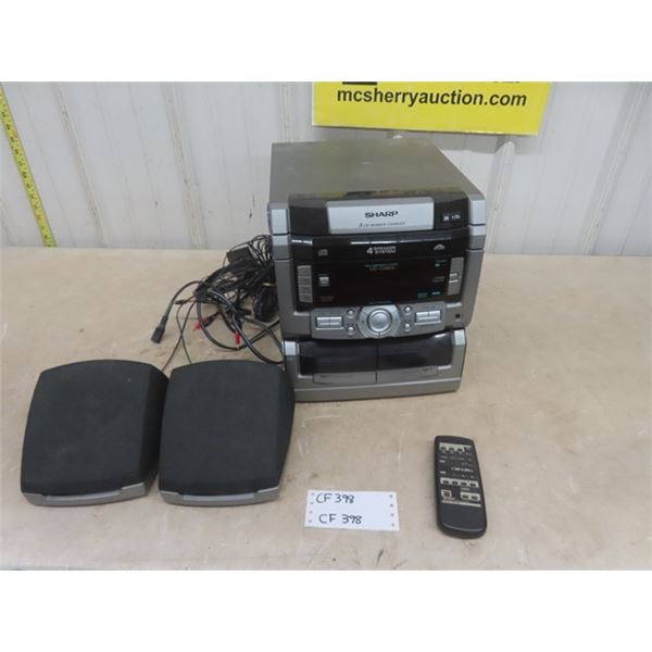 Sharp Mini Component System 3 CD Changer with Remote + Speakers
