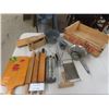 Image 1 : Vintage Kitchen Items ; Rolling Pins, Enamel Pots, Fruit Crate, Butter Press