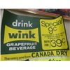 Image 2 : 4 Vintage Soda Pop Posters + 1 Modern; Wink, Canada Dry, Coca-Cola - Largest 24" x 30"