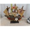 Image 2 : Wooden Boat Selfix Clock, Chrome Boat Lamp, Chrome Boat Book Ends
