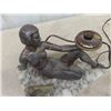 Image 2 : Metal Figure on Slate Lamp Combo with Ashtray - 9.5" Tall  Longest Edge 14"