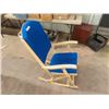 Image 2 : Wooden Rocking Chair with Blue Upholstered Seat + Back