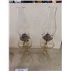 Image 2 : 3 Old Oil Lamps - 2 Matching - 1 Close but no Cigar