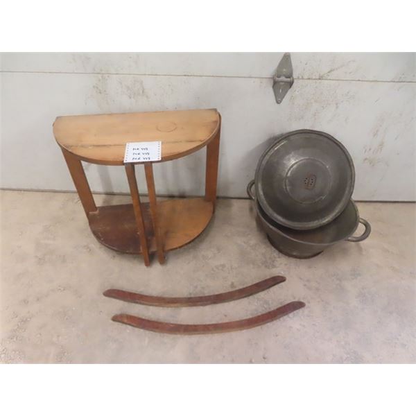 Half Circle Rocker Old Half Round Table, Pair of Rocking Chair Rockers, Large Metal Pot ...