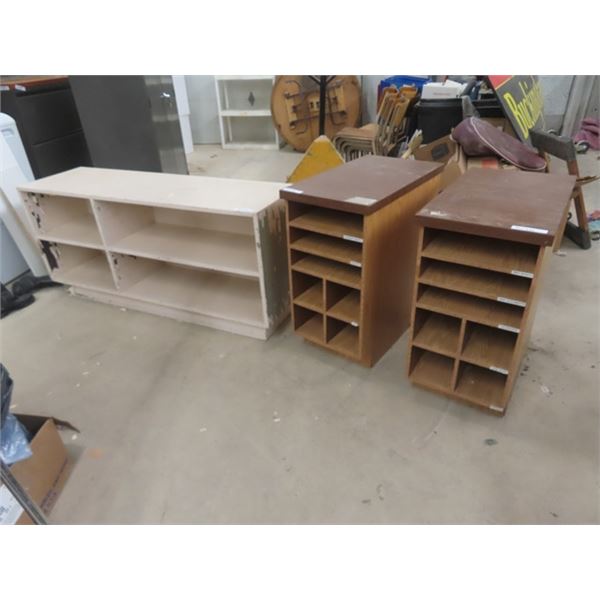 3 Wooden Shelving Units 2 15 X 26 X 30 1 17 X 26 X 57 3 wooden shelving units 2 15 x 26 x 30 1 17 x 26 x 57