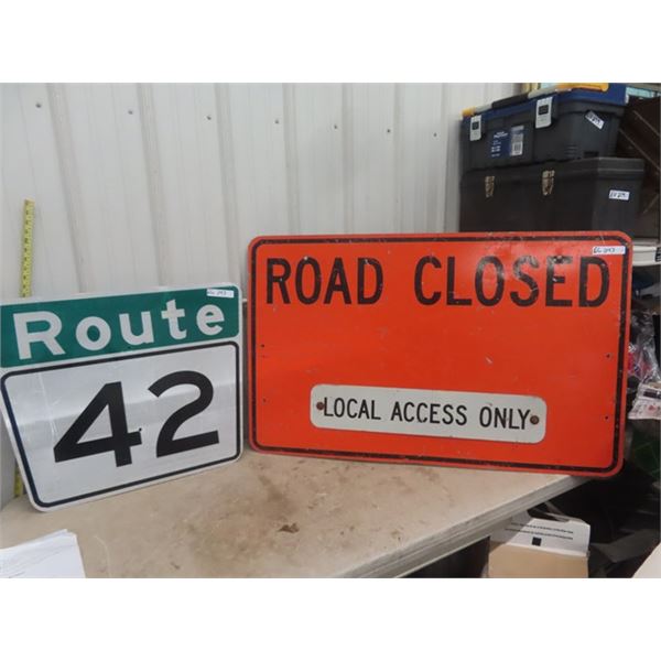 2 Traffic Signs 1 Route 42 24 X 28 1 Road Closed 30 X 47 2-traffic-signs-1-route-42-24-x-28-1-road-closed-30-x-47