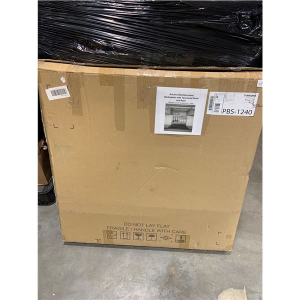 Ancona Stainlesssteel Backsplash with Twotiered Shelf and Rack