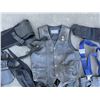 Image 2 : GROUP OF LEATHER ITEMS. 2 CHAPS, 1 LEATHER PANTS WITH SUSPENDERS, LEATHER GLOVES, LEATHER BANDANA,