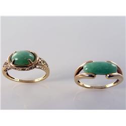 (2) AAA Grade Apple Jade Rings 8.9 Grams Times the Money AAA Grade Apple Jade Hand Made Setting   14